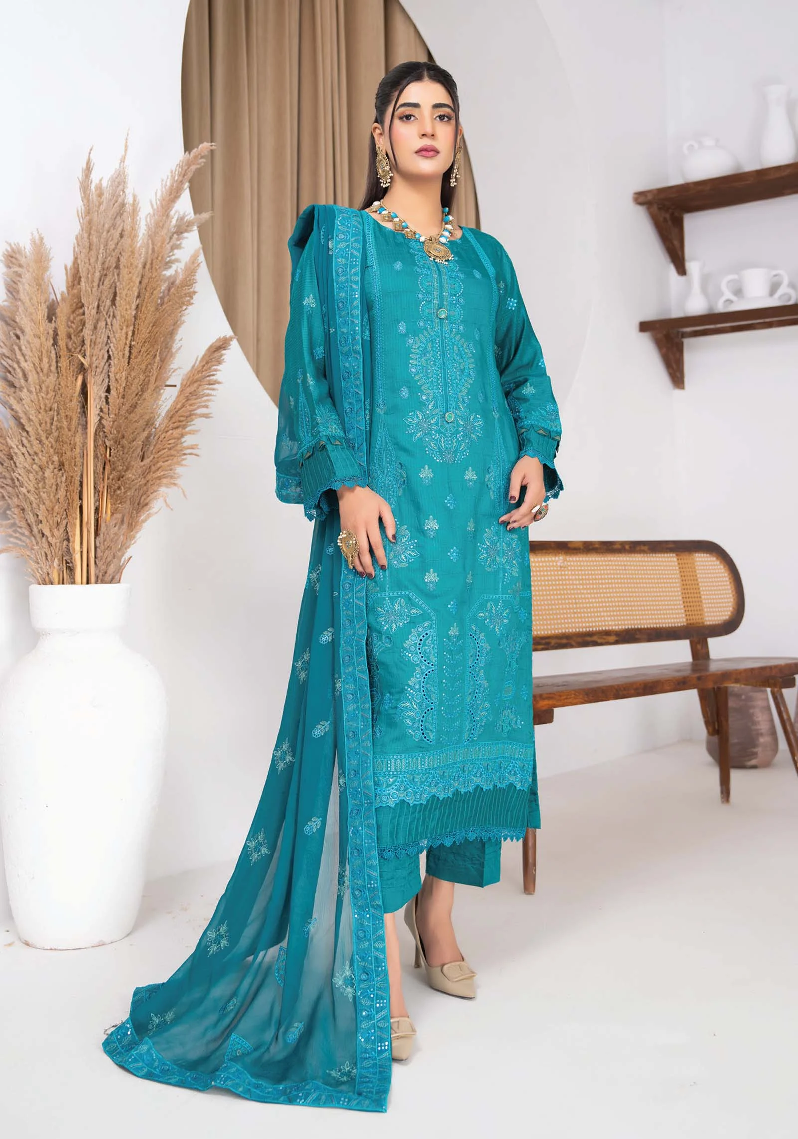 Noor-e-Firoza Embroidered Viscose 3Pc Set | AALAYA - Image 3