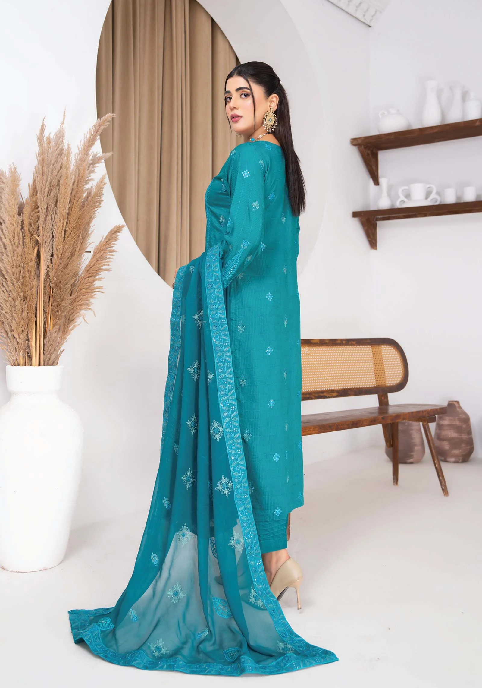 Noor-e-Firoza Embroidered Viscose 3Pc Set | AALAYA - Image 8