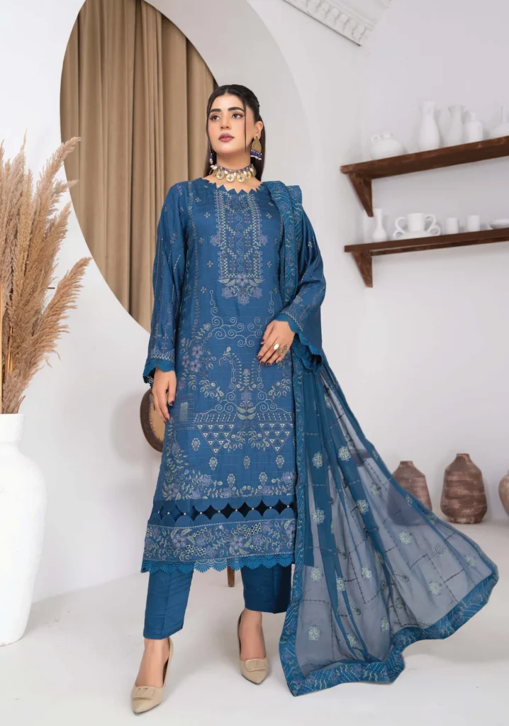 Afsana Teal 3pc | AALAYA