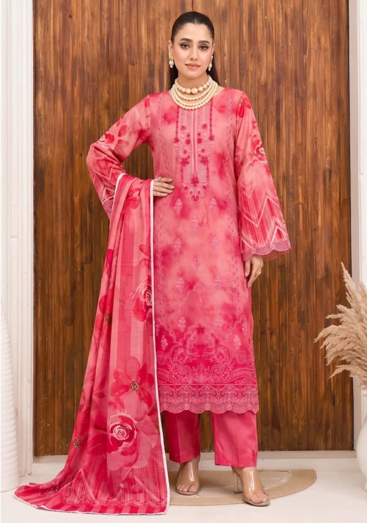 Lala-e-Zar Pink Floral 3pc Suit | AALAYA