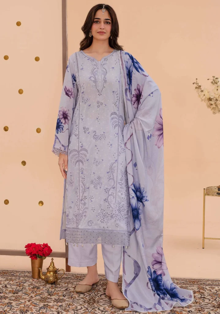 Lavender Bloom Karandi 3pc Suit | ZARA MEER