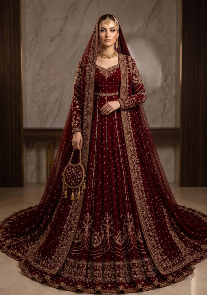 Malika Velvet Gown | AL Hassan Lehnga House