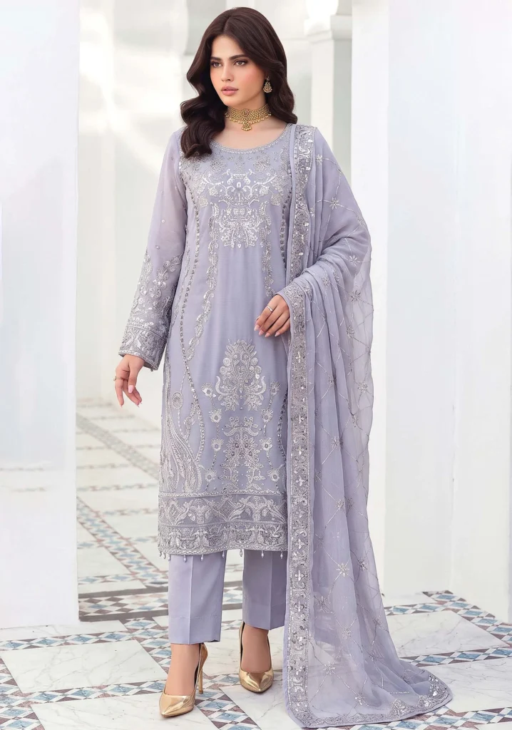 Mauve Mist A-Line Crinkle Suit | Mah é Rooh