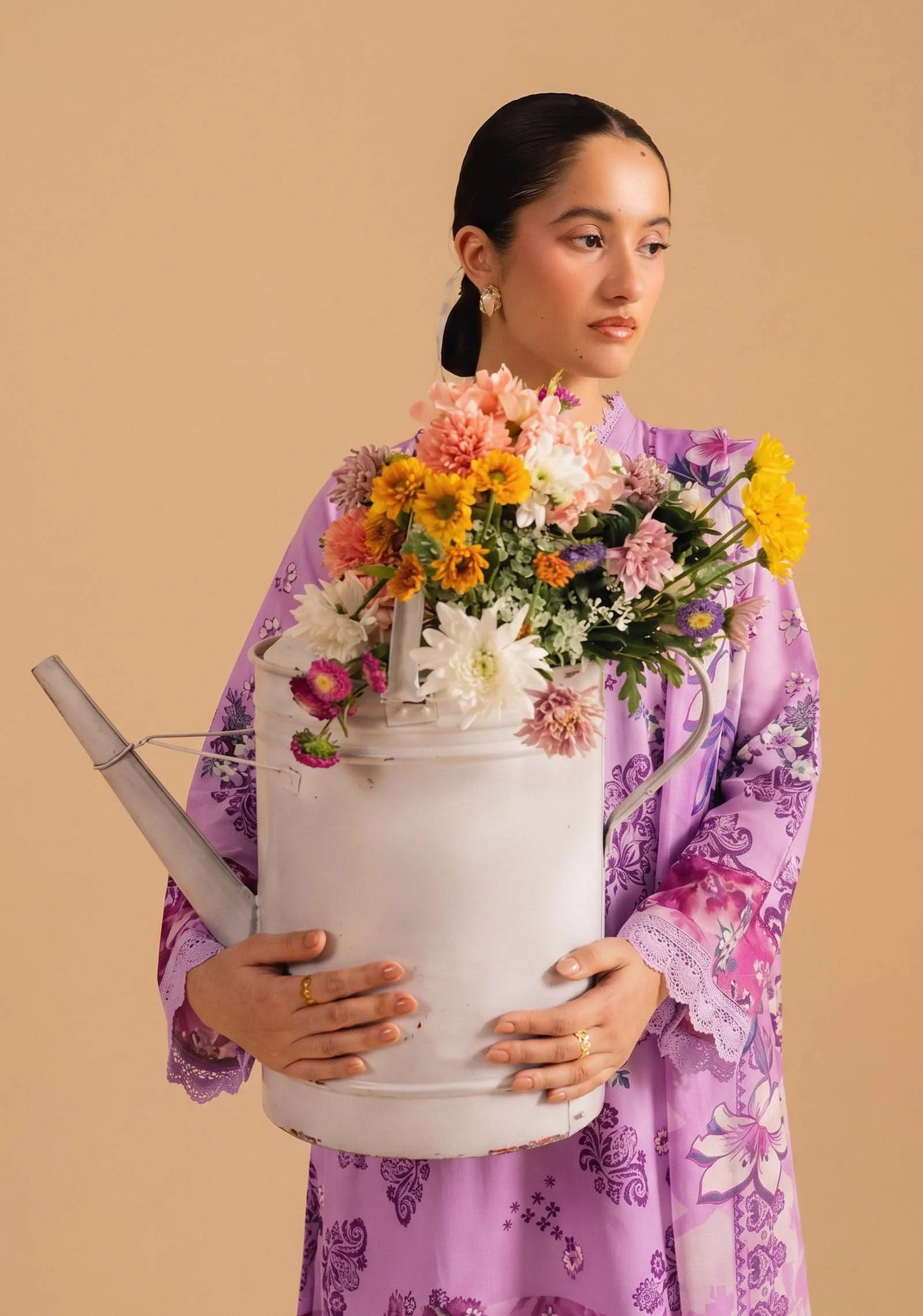 Gul-e-Bano Lavender Floral 3pc Suit | AALAYA - Image 4
