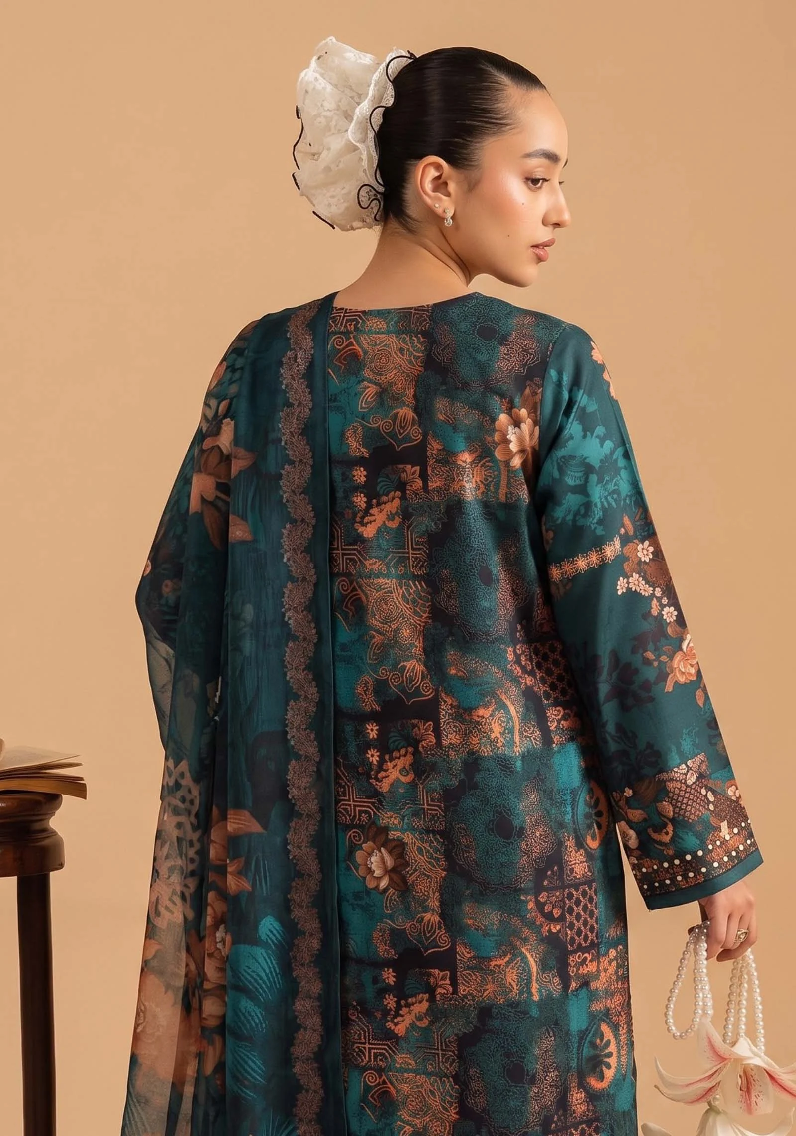 Raunaq Teal Floral 3pc | AALAYA - Image 6