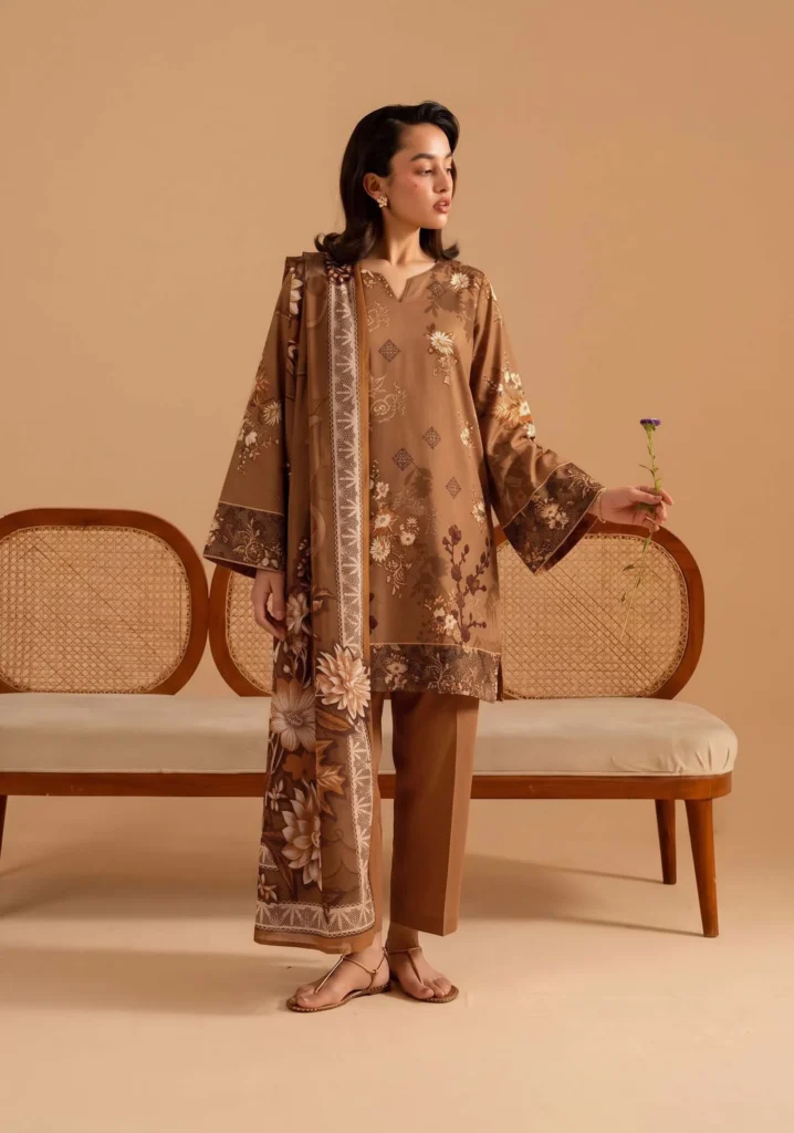 Meeras Brown 3pc Suit | AALAYA