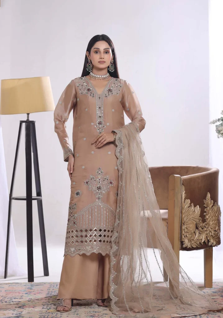 Mehar Sand Sheesha Silk 3pc | Motis Fashion