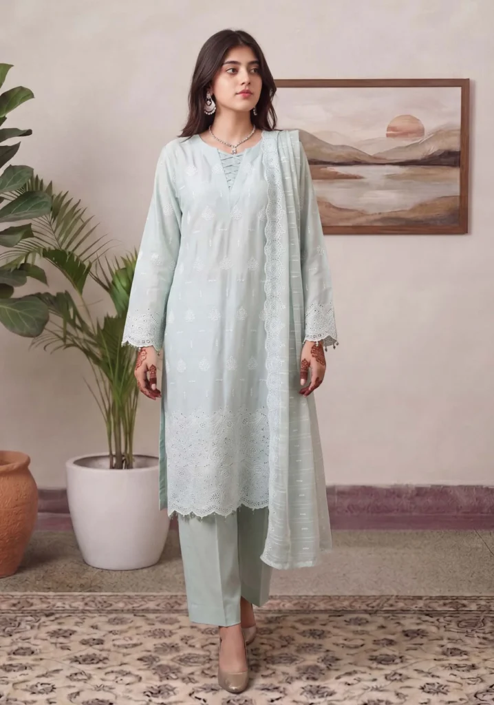 Meher Mint Schiffli Suit | Dressline