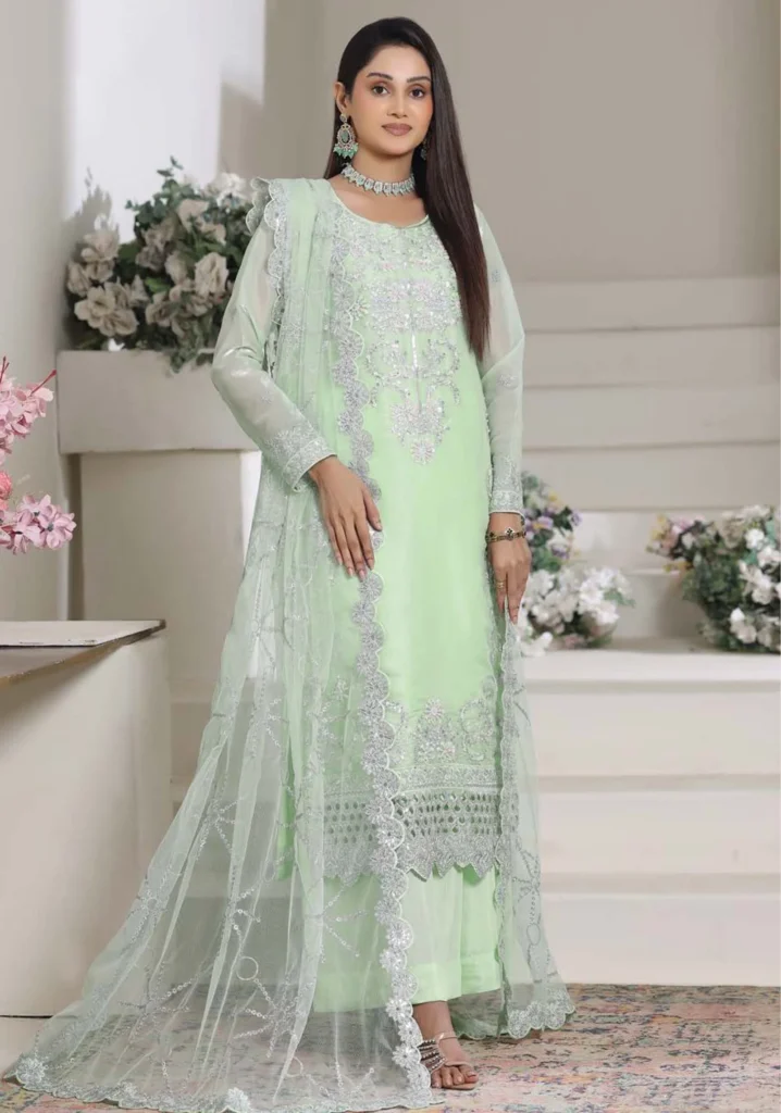 Mint Verdant Lawa Silk Formal 3pc Suit | Motis Fashion