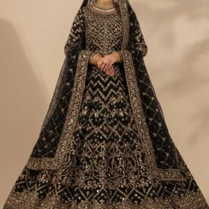 Nigar Black Heavy Net Lehenga with Gold Kundan Handwork