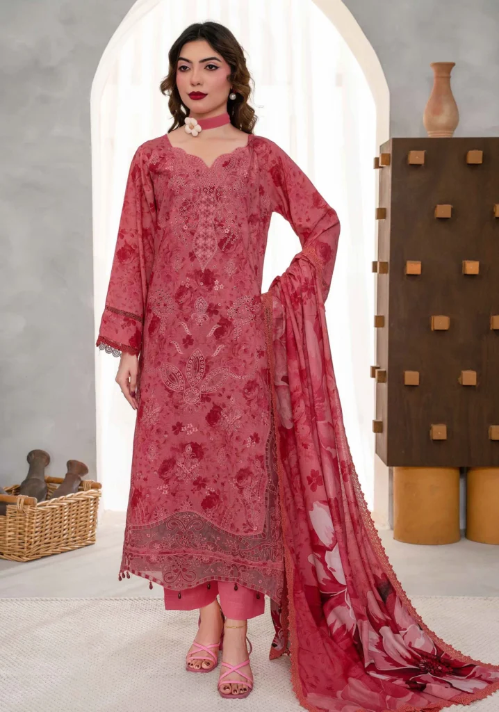 Rose Blush Karandi 3pc Fancy Suit | ZARA MEER