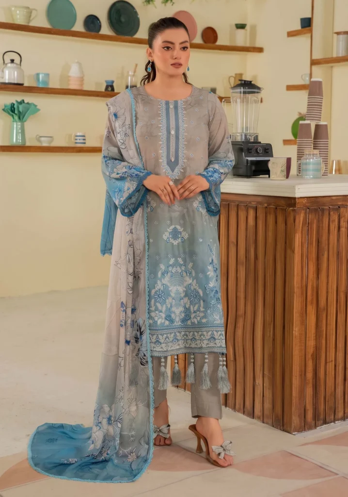 Seher Blue 3PC Suit | GULL-E-RUKH