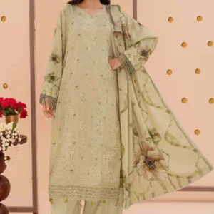 Front view of Zaitoon Karandi embroidered shirt and trousers by AL Hassan Lehnga House