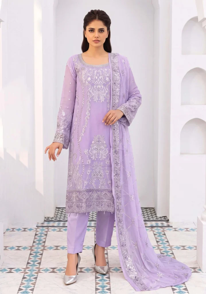 Zymal Lilac Crinkle Suit | Mah é Rooh